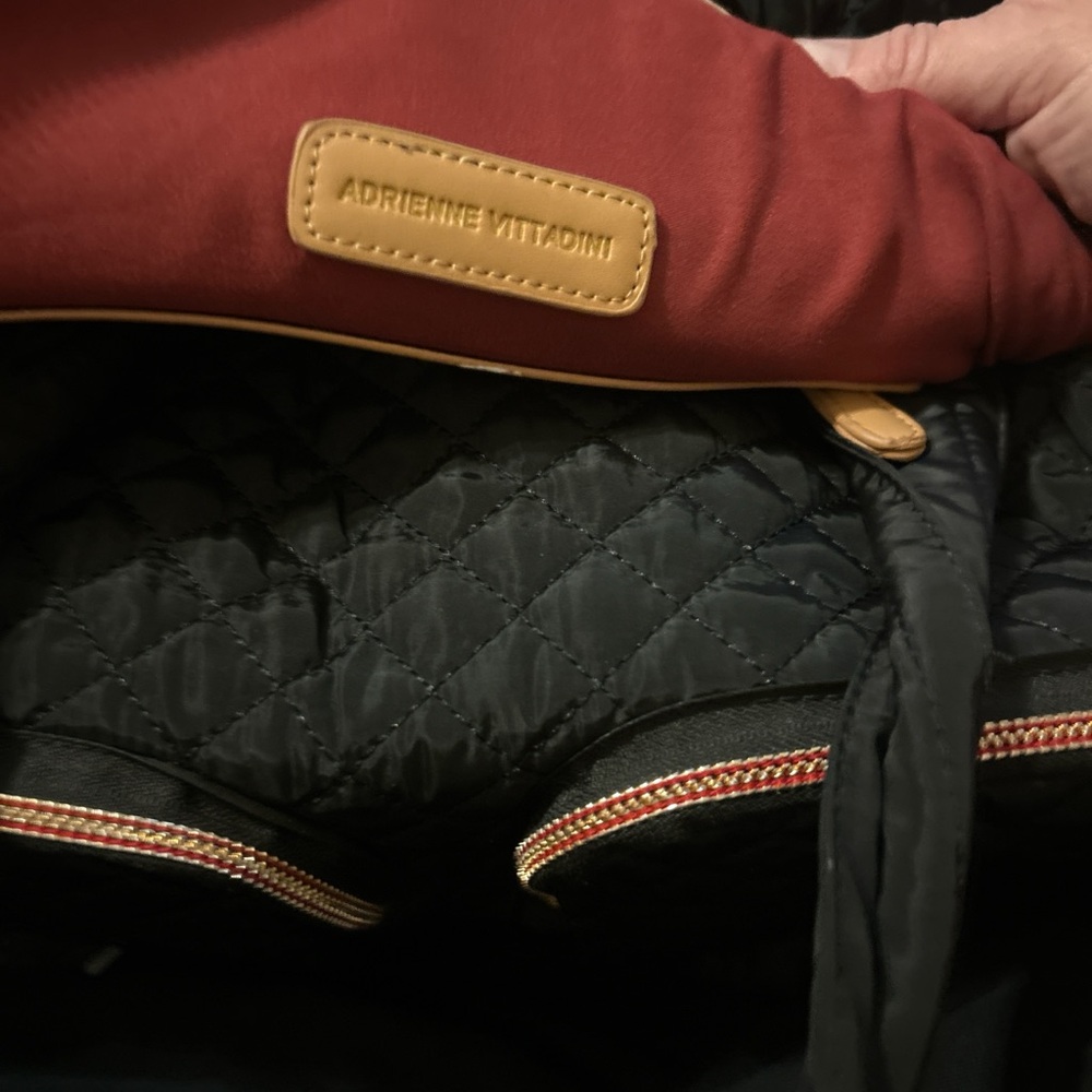 Adrienne Vittadini Black and Gold Quilted Tote - Picture 3 of 7